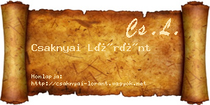 Csaknyai Lóránt névjegykártya